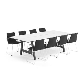 Konferenzpaket NOMAD + OTTAWA, Tisch und 8 Stühle, schwarz