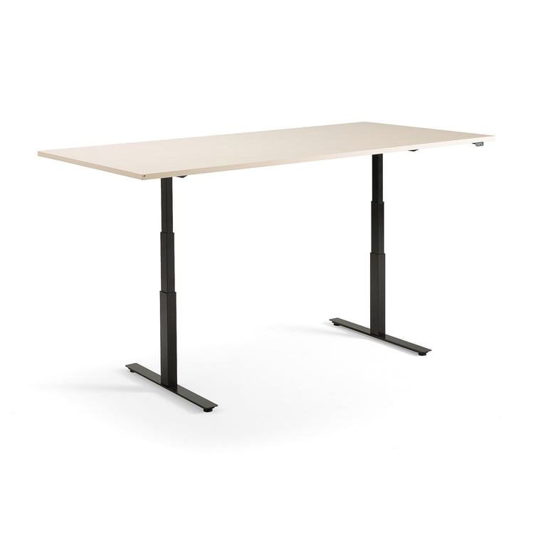 Standing conference table MODULUS, 2400x1200 mm, black frame, birch ...