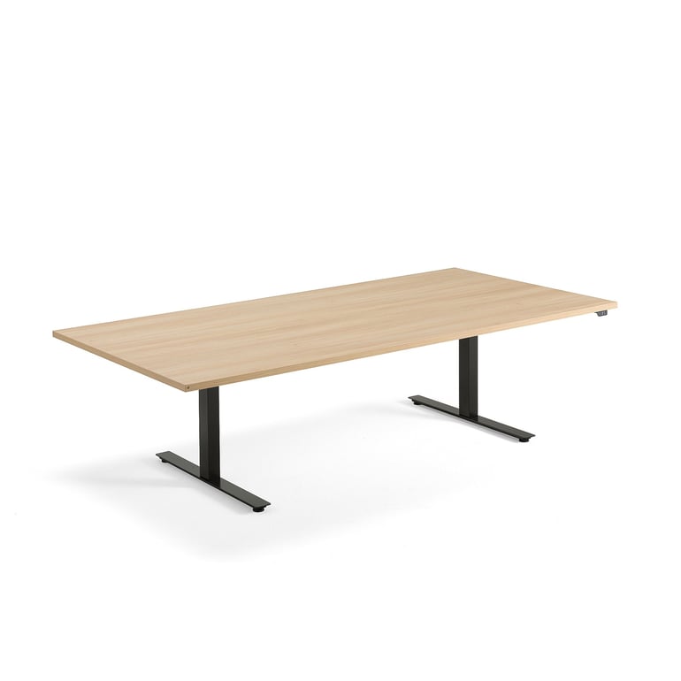 Standing conference table MODULUS, 2400x1200 mm, black frame, oak | AJ ...