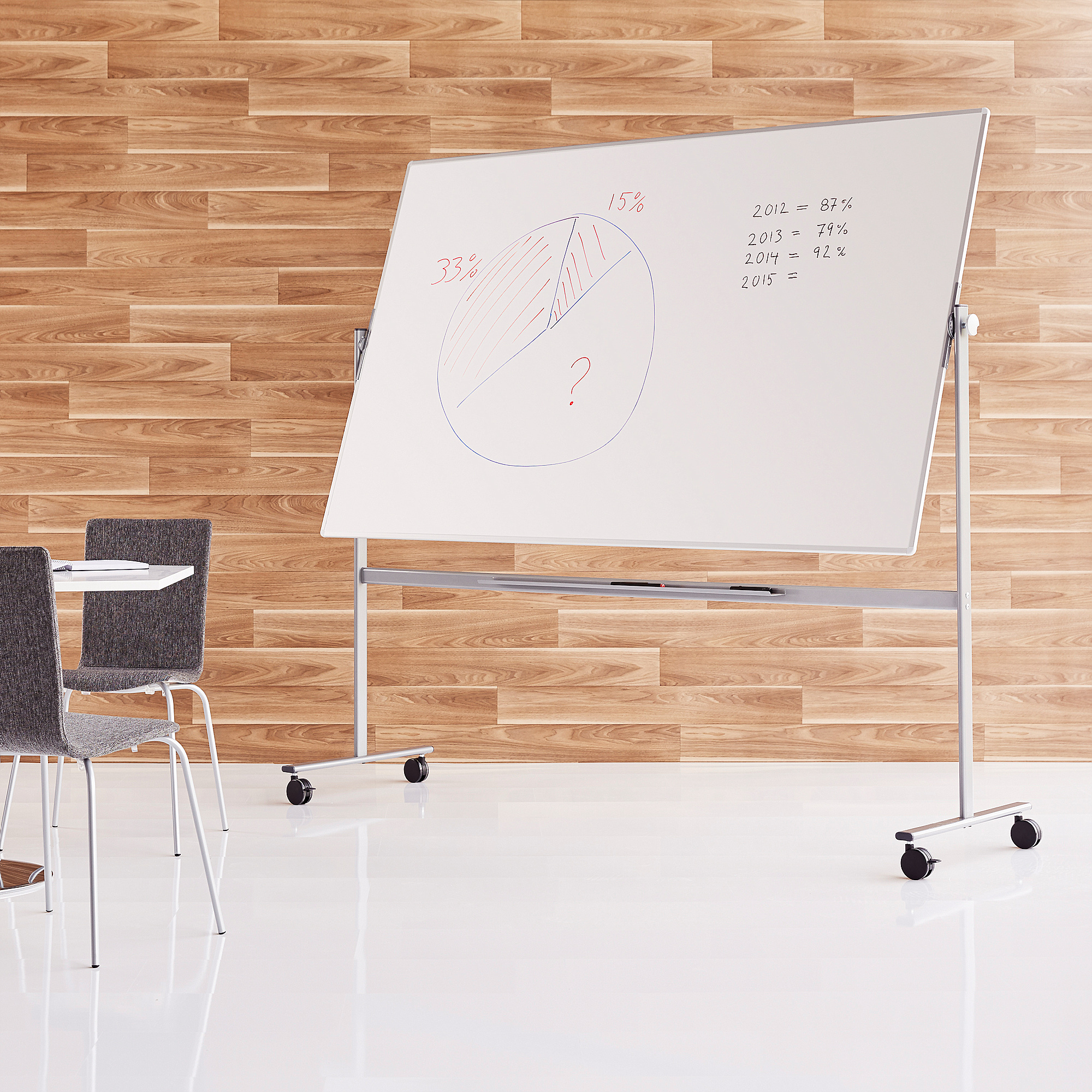 Double-sided Revolving Mobile Whiteboard DORIS, 2000x1200 Mm | AJ Products