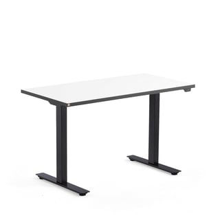 Skrivebord NOMAD, hev/senk, L1200 B750 H700–1170 mm, hvit/svart