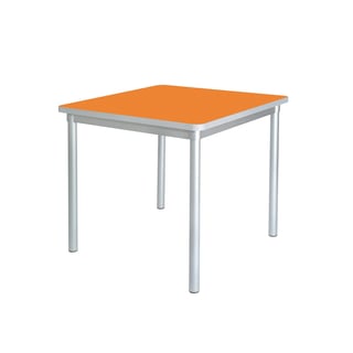 School dining table ENVIRO, square, 750x750x710 mm, orange, silver