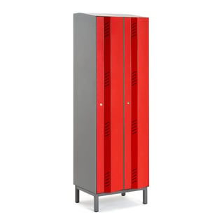 Klädskåp CREATE ENERGY, benstativ, 2 sektioner, 1985x600x500 mm, röd dörr