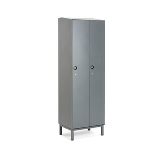 Metal lockers CREATE: SIGN, 2 modules, 1985x600x500 mm, dark grey, incl. legs