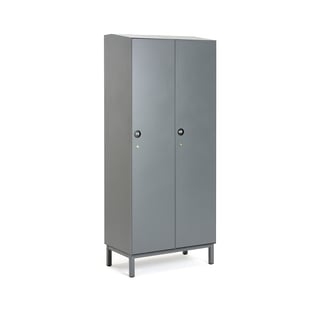 Metal lockers CREATE: SIGN, 2 modules, 1985x800x500 mm, dark grey, incl. legs