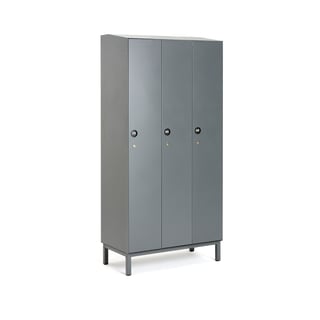 Metal lockers CREATE: SIGN, 3 modules, 1985x900x500 mm, dark grey, incl. legs