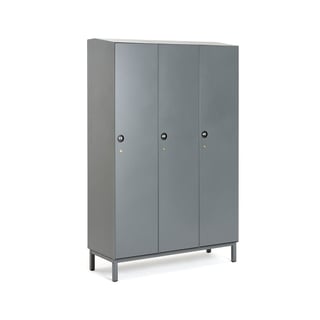 Metal lockers CREATE: SIGN, 3 modules, 1985x1200x500 mm, dark grey, incl. legs