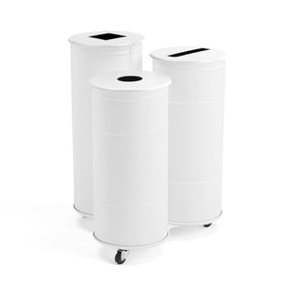 Abfallbehälter BROOKLYN, dreifach,  Ø 680 x 830 mm, weiß