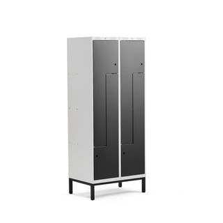 Z-locker CLASSIC, leg frame, 2 modules, 4 doors, 1940x800x550mm, black