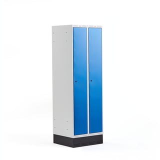 Clothes locker CLASSIC, skirting base, 2 modules, 1890x600x550mm, blue
