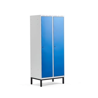 Clothes locker CLASSIC, leg frame, 2 modules, 1940x800x550mm, blue