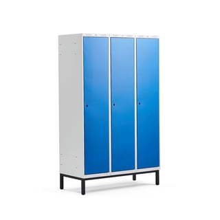 Šatní skříňka CLASSIC, s nohami, 3 sekce, 1940x1200x550 mm, modré dveře