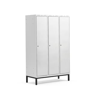 Clothes locker CLASSIC, leg frame, 3 modules, 1940x1200x550mm, grey