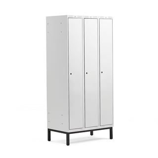 Clothes locker CLASSIC, leg frame, 3 modules, 1940x900x550mm, grey