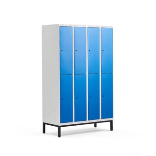 Garderobna omara CLASSIC z 2 vrati, nogice, 4 sekcije, 1940x1200x550 mm, modra