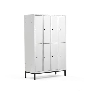 2 door locker CLASSIC, leg frame, 4 modules, 1940x1200x550mm, grey