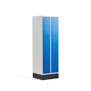 Garderobni ormar "CLASSIC", sa zatvorenom bazom, 2 sekcije, 6 vrata, 1890x600x550mm, plava vrata