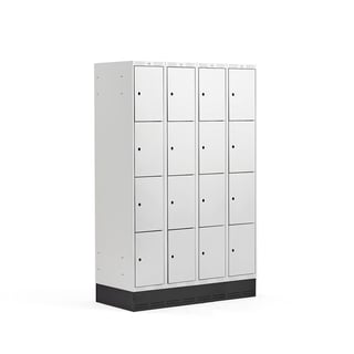 4 door locker CLASSIC, skirting base, 4 modules, 1890x1200x550mm, grey