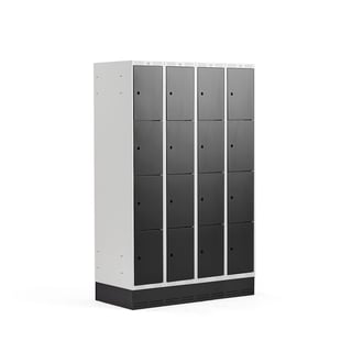 4 door locker CLASSIC, skirting base, 4 modules, 1890x1200x550mm, black