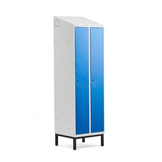 Full length locker CLASSIC, leg frame, 2 modules, 2100x600x550mm, blue