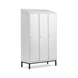 Full length locker CLASSIC, leg frame, 3 modules, 2100x1200x550mm, grey