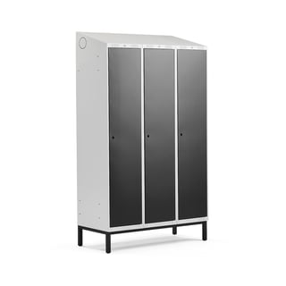 Full length locker CLASSIC, leg frame, 3 modules, 2100x1200x550mm, black