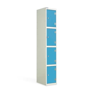 Laminate door locker, splashproof, 1800x300x450 mm, 4 door, blue