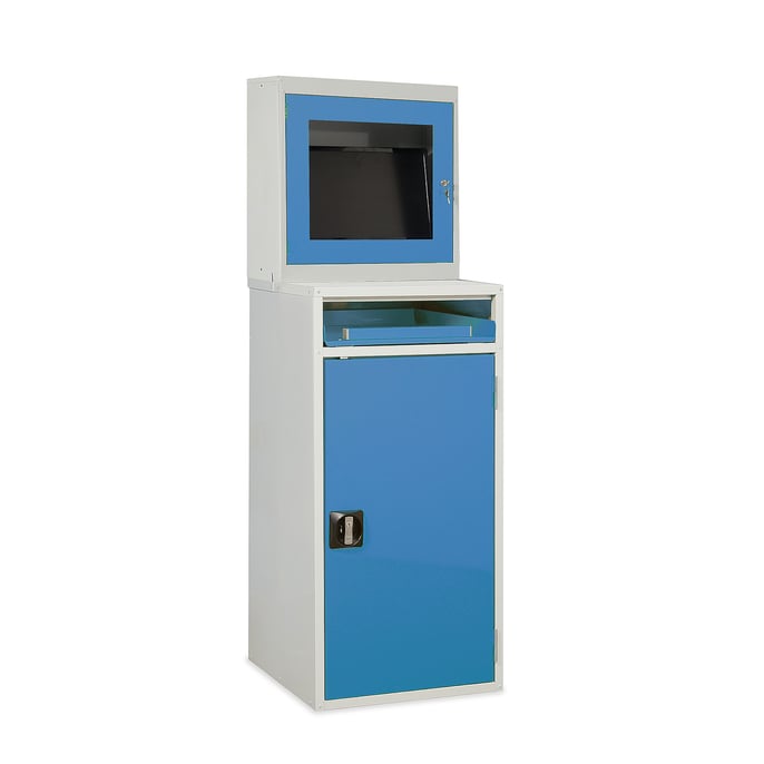 Industrial computer workstation, 1580x600x450 mm, blue AJ Products
