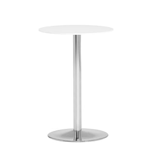 Barový stůl LILY, Ø 700 mm, bílá/chrom