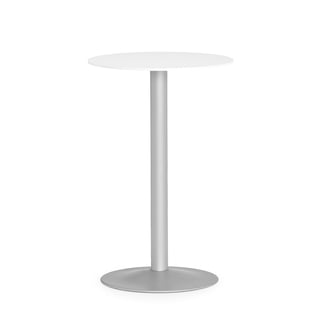Bar table LILY, Ø 700 mm, white, alu grey
