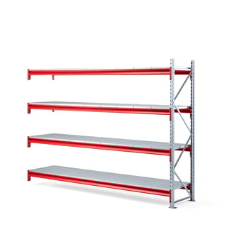 Widespan shelving TOUGH, add-on unit, 2000x2700x600 mm, 4 steel shelves