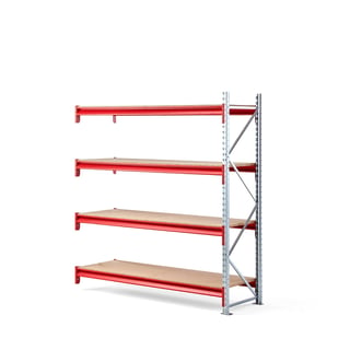 Widespan shelving TOUGH, add-on unit, 2000x1800x600 mm, 4 wooden shelves