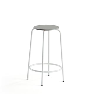 Barstol TIMMY, hvidt stel, lysegråt sæde, H 630 mm