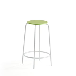 Bar stool TIMMY, white frame, green seat, H 630 mm
