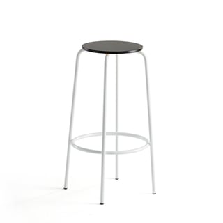 Bar stool TIMMY, white frame, black seat, H 730 mm