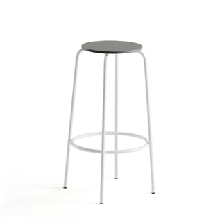 Bar stool TIMMY, white frame, dark grey seat, H 730 mm