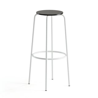 Barová židle TIMMY, výška 830 mm, bílé nohy, černý sedák