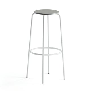 Baro kėdė TIMMY, baltos kojos, šviesiai pilka sėdynė, H 830 mm