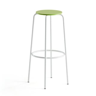 Bar stool TIMMY, white frame, green seat, H 830 mm