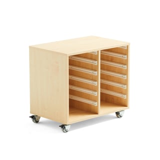 Wooden tray storage unit IDA, 2 columns, 680x450x635 mm, birch