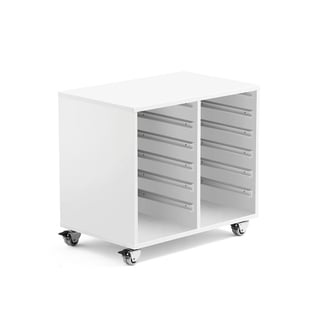 Wooden tray storage unit IDA, 2 columns, 680x450x635 mm, white
