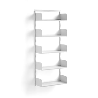 Wall shelving SHAPE, basic unit, metal shelves, 1951x800x300 mm, white
