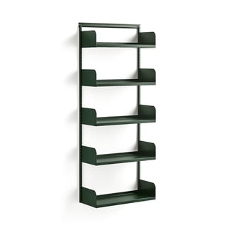 Wall shelving SHAPE, basic unit, metal shelves, 1951x800x300 mm, green