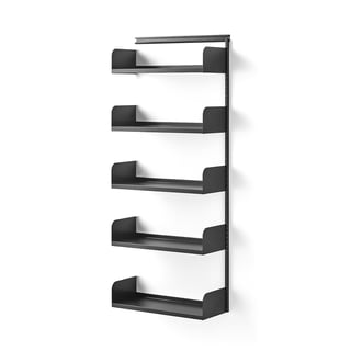Wall shelving SHAPE, add-on, metal shelves, 1951x800x300 mm, dark grey