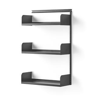 Wall shelving SHAPE, add-on, metal shelves, 1237x800x300 mm, dark grey
