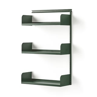 Wall shelving SHAPE, add-on, metal shelves, 1237x800x300 mm, green