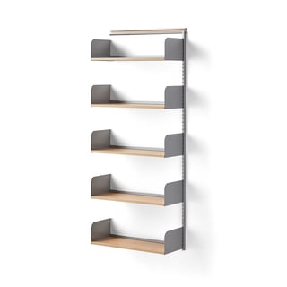 Wall shelving SHAPE, add-on, wood shelves, 1951x800x300 mm, alu/birch