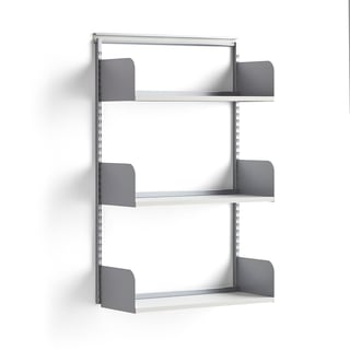 Wall shelving SHAPE, basic unit, wood shelves, 1237x800x300 mm, alu/white