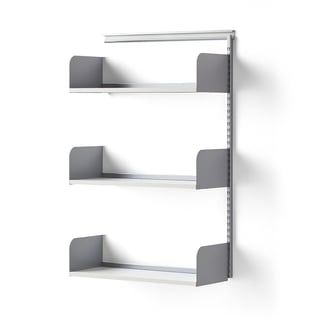 Wall shelving SHAPE, add-on, wood shelves, 1237x800x300 mm, alu/white