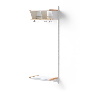 Cloakroom unit JEPPE with 2 cubbys, add-on unit, 1790x600x310 mm, white/birch